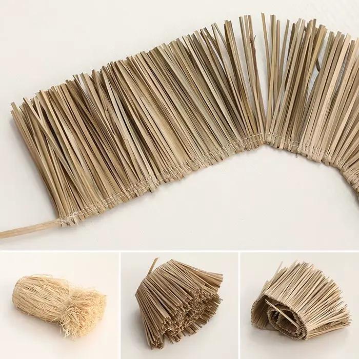 Garniture à Franges en Jute et Paille de Raphia Naturelle