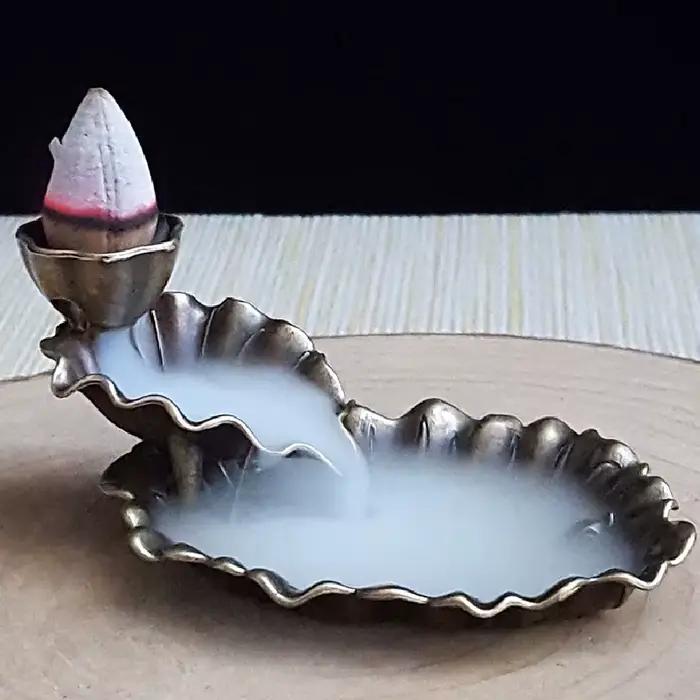 Mini brûleur d'encens à courant de compteur de feuilles de lotus, brûleur d'encens en alliage décoratif chinois, décoration de la maison