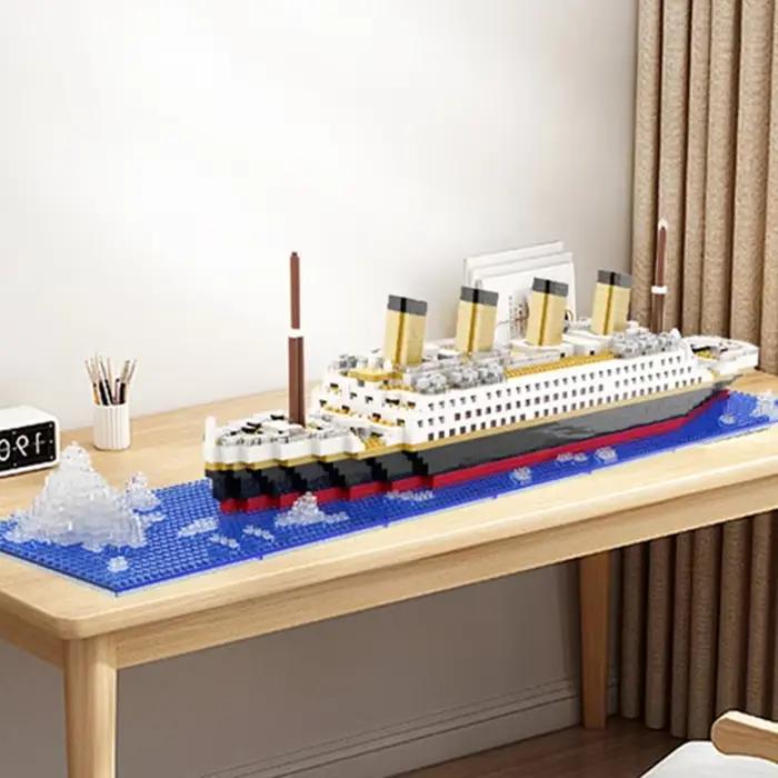 Titanic créatif luxe Iceberg bateau de croisière bateau couronne ensemble ville bricolage modèle blocs de construction briques jouets pour enfants adulte cadeau