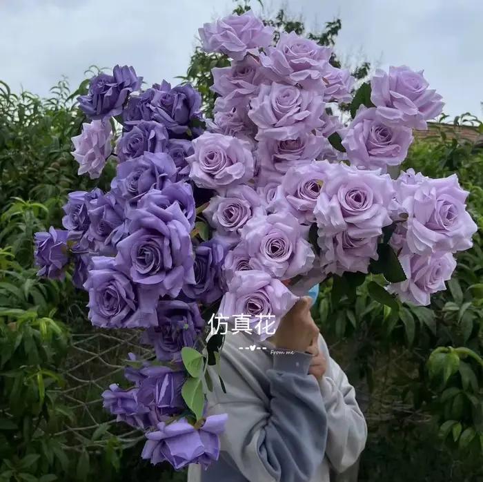 Décor de mariage Rose violet fleur artificielle pivoine orchidée rangée guide routier