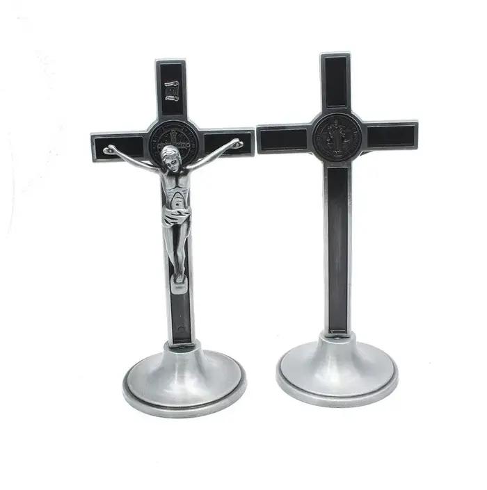 Figurine de croix de Nina Ifix, statue de Jésus catholique, support, église de prière religieuse, décoration de voiture, maison, chapelle