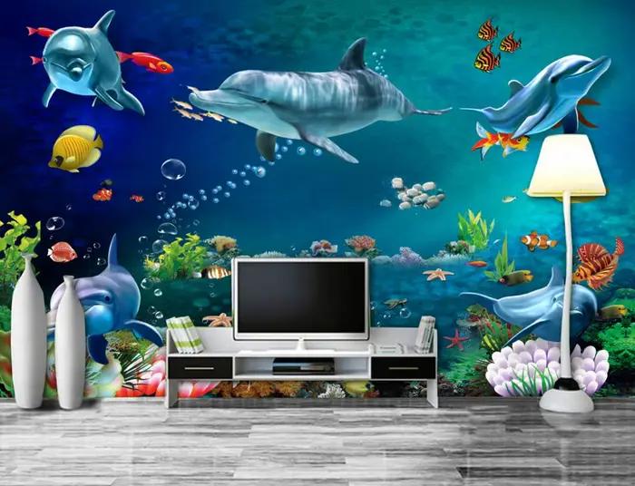 Stickers muraux 3D Monde océanique Dauphins poissons chambre enfant salon mariage océanique océan animal de compagnie océanique océanique océanique océanique