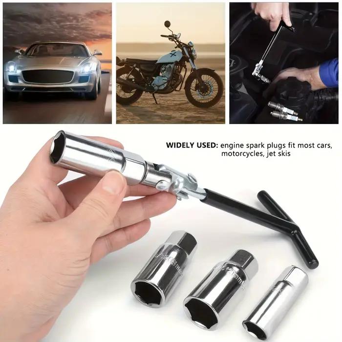 1 jeu de clés à bougie d'allumage, pièces de réparation de voiture, jeu de bougies d'allumage, clé à douille à poignée en T pour outil de réparation de voiture de moto (16/18/21mm)