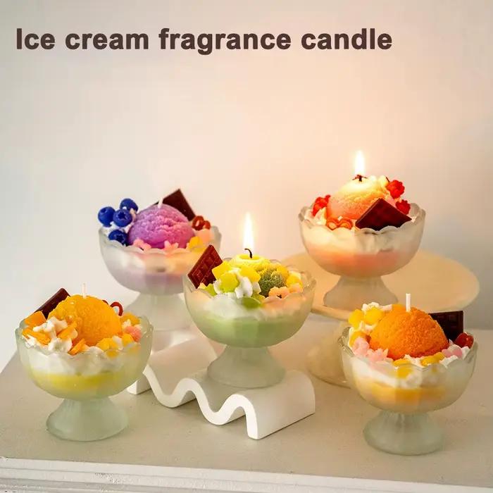 Bougie parfumée de crème glacée, bougie parfumée décorative, belles bougies de romathérapie de couleur vive, décoration de la maison