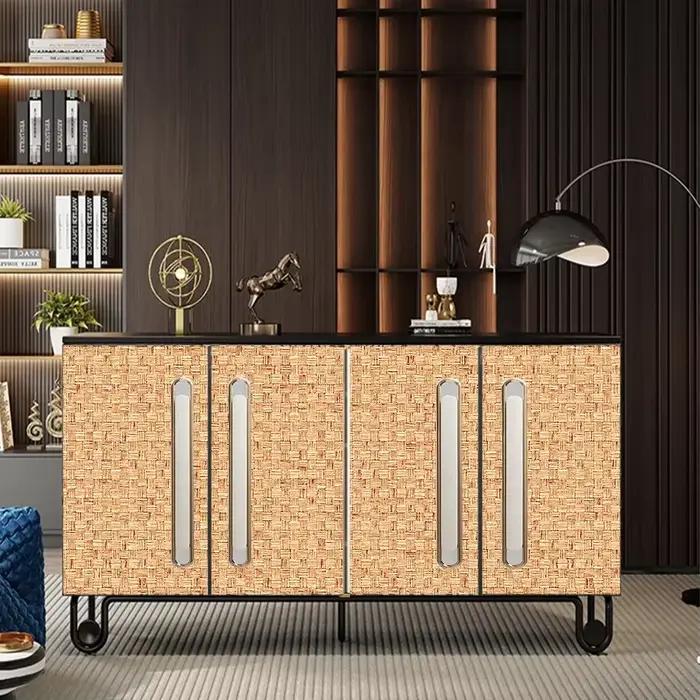 Papier peint auto-adhésif à motif de tapis de bambou de Style chinois