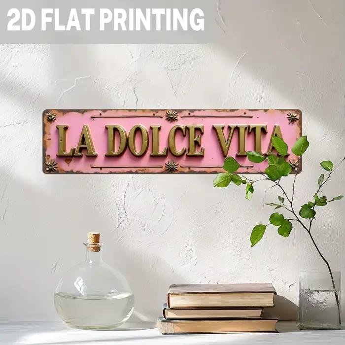 1 pièces "La Dolce Vita" tenture murale en bois 2D rose décoration familiale romantique Plaque de porte de mariage nouveaux mariés amoureux cadeaux de maison