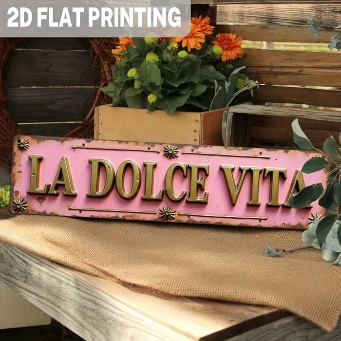 1 pièces "La Dolce Vita" tenture murale en bois 2D rose décoration familiale romantique Plaque de porte de mariage nouveaux mariés amoureux cadeaux de maison