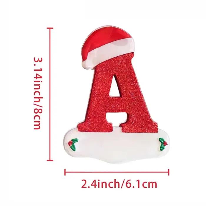Lettres de décoration de noël, pendentif 26 lettres pour décor d'arbre de noël, ornement de nom personnalisé à faire soi-même