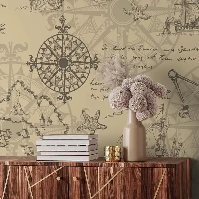Papier peint nautique vintage à décoller et à coller