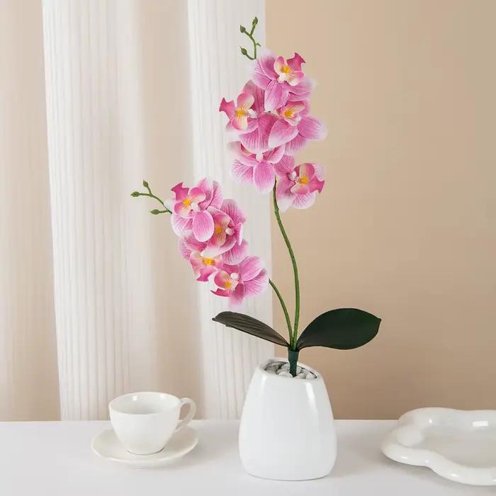 Fleurs artificielles 2 orchidées papillon fourchues maison chambre Vase Table Decor mariage jardin extérieur mariée Bouquets couronne de bricolage cadeaux