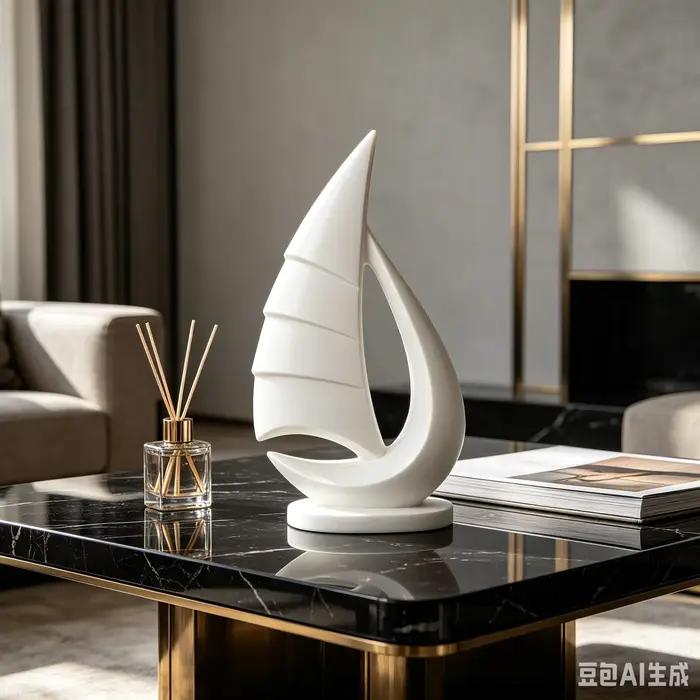 Nouveauté 2026 : Sculpture de voilier blanc minimaliste imprimée en 3D, statue de yacht nautique moderne, ornement décoratif de table pour la maison et le salon