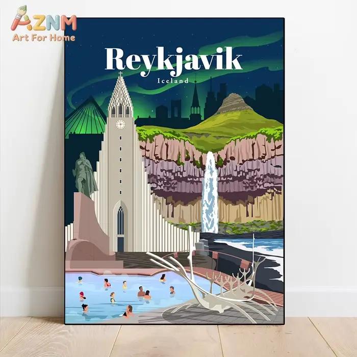 AZNM Affiche de voyage vintage sur toile