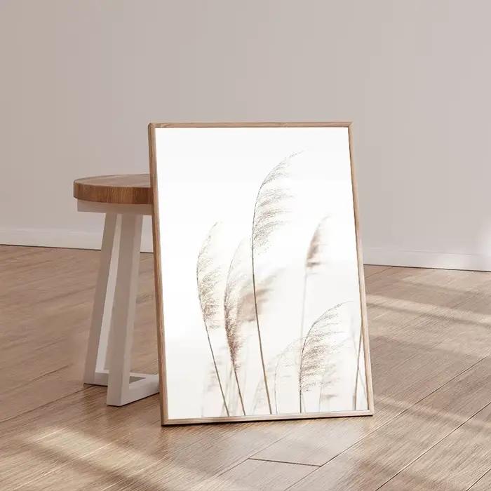 Boho neutre plage côtière Pampas herbe océan paysage minimaliste mur Art affiche impression toile peinture mur photo décor à la maison