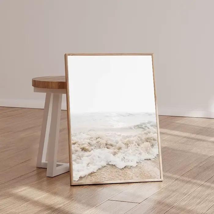 Boho neutre plage côtière Pampas herbe océan paysage minimaliste mur Art affiche impression toile peinture mur photo décor à la maison