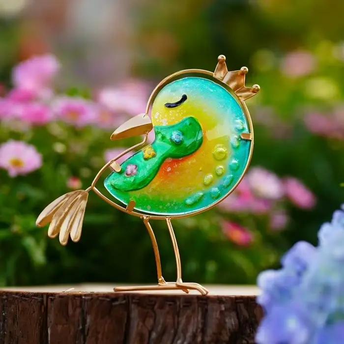 Vitrail oiseau jardin meubles décoratifs bureau créatif vibrant ornements faits à la main