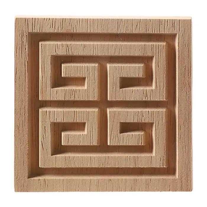 Autocollant d'angle carré en bois sculpté non peint européen exquis