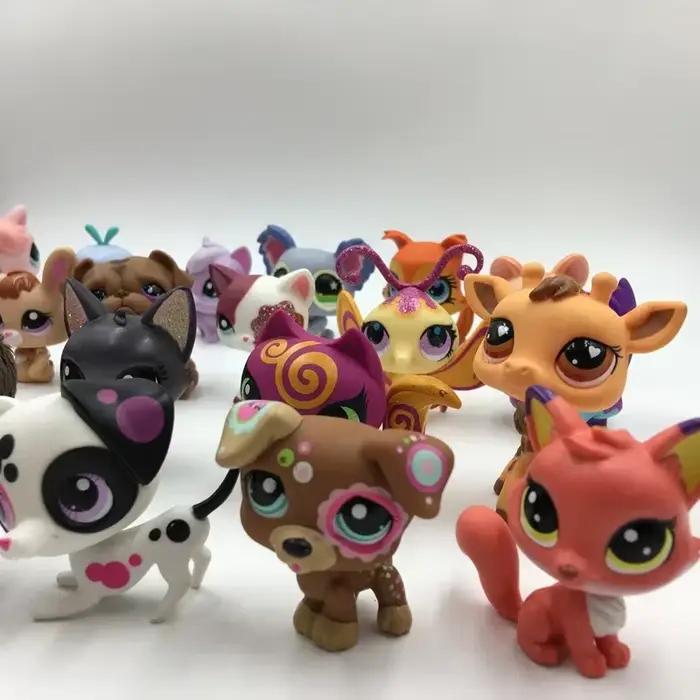 Figurines originales LPS pour animaux de compagnie, 10 pièces/lot, figurines mignonnes chat et chien, jouet bobblehead, chaton, collie, spaniel