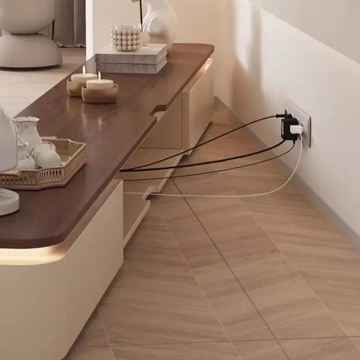 Ensemble meuble TV moderne et table basse blanc pour salon