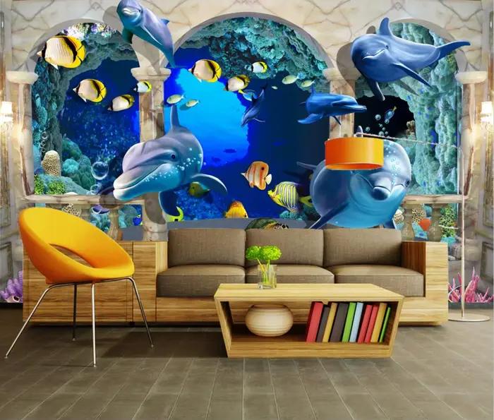 Stickers muraux 3D Monde océanique Dauphins poissons chambre enfant salon mariage océanique océan animal de compagnie océanique océanique océanique océanique