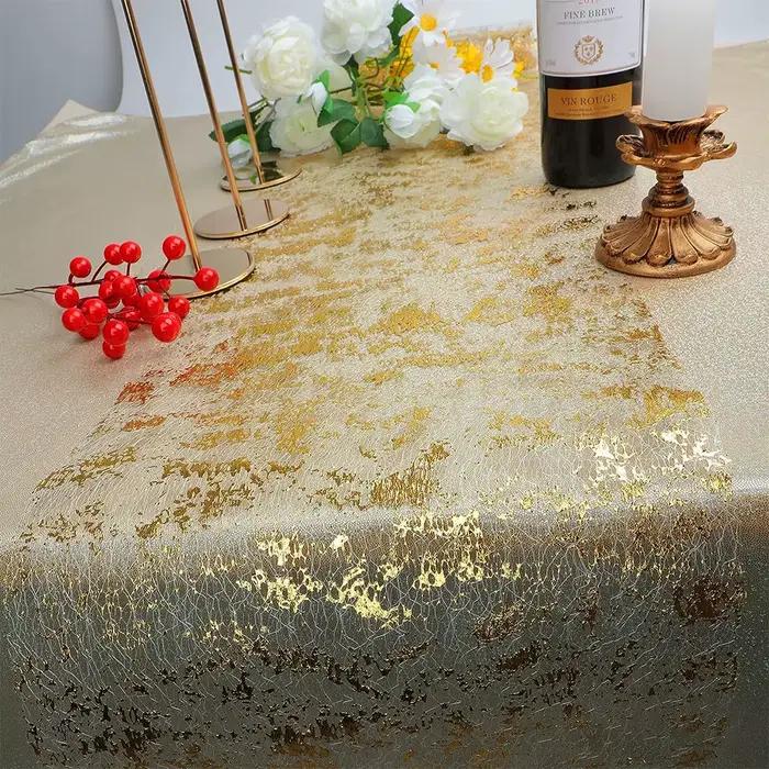 Chemin de table métallique doré à paillettes tissu scintillant pour décoration mariage anniversaire baby shower occasionnelle usage intérieur extérieur polyvalent