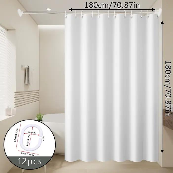 Rideaux de douche minimalistes blancs purs, accessoires de salle de bain imperméables de couleur unie, 1 pièce