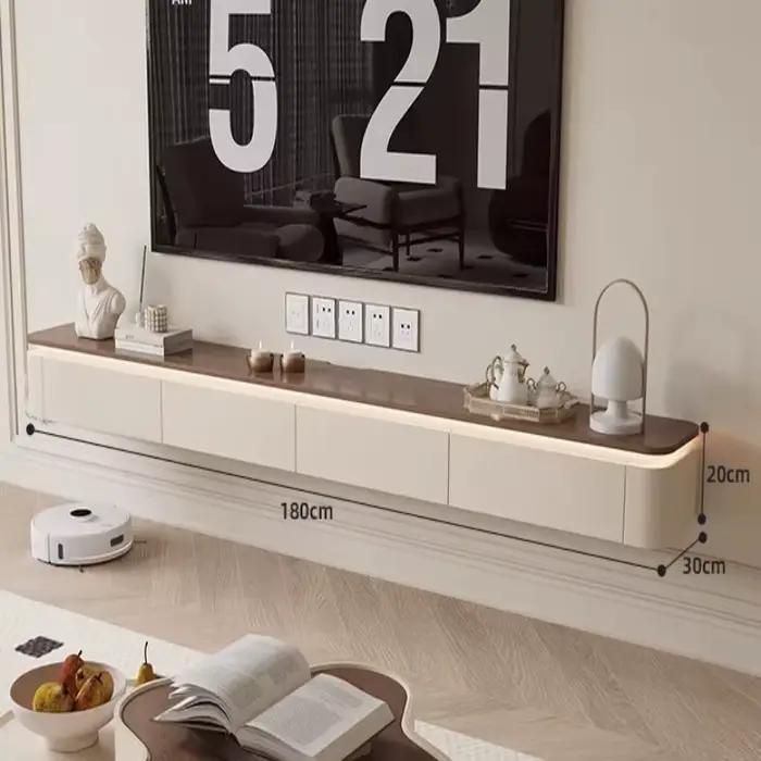 Ensemble meuble TV moderne et table basse blanc pour salon