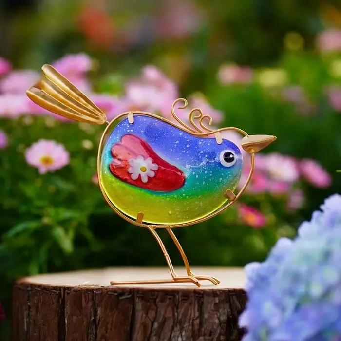 Vitrail oiseau jardin meubles décoratifs bureau créatif vibrant ornements faits à la main