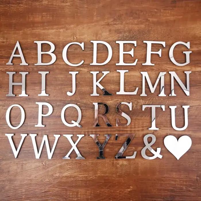 Autocollant mural miroir 3D en acrylique avec lettres argentées