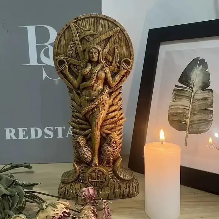 Statue de la Déesse de la Sagesse pour Autel Pagan, Sculpture Sumerienne, Sorcellerie, Déesse Serpent, Décoration d'Intérieur, Ornements