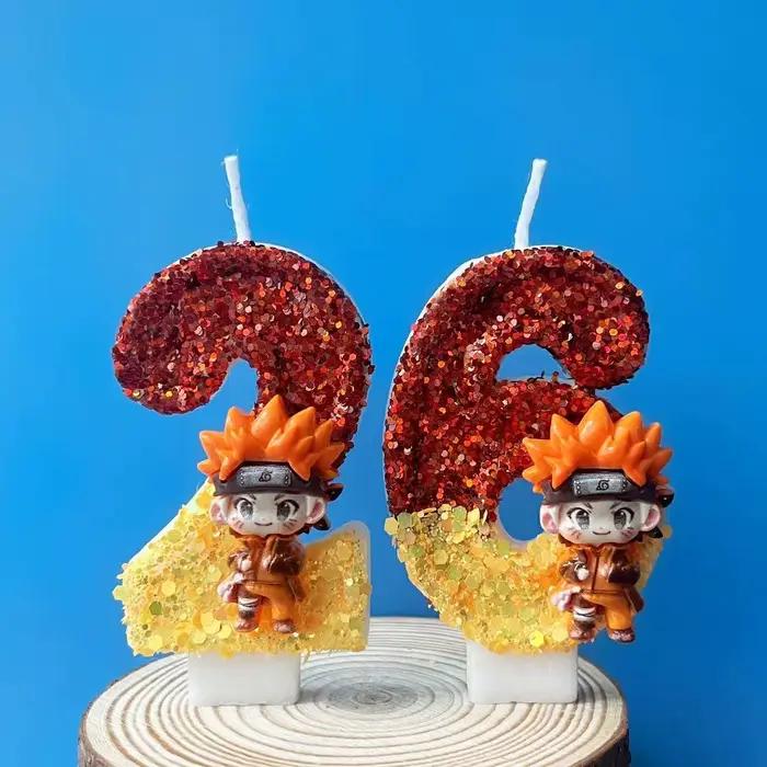 Bougie d'anniversaire Naruto Nouveau Style Chiffre Numérique Créative Faite à la Main pour Gâteau
