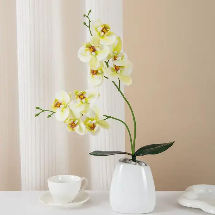 Fleurs artificielles 2 orchidées papillon fourchues maison chambre Vase Table Decor mariage jardin extérieur mariée Bouquets couronne de bricolage cadeaux