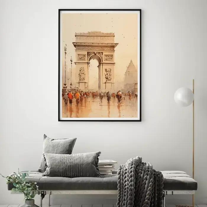 Toile imprimée aquarelle paysage urbain européen ensemble de Paris Londres Pisa rustique art mural moderne pour homme occasions spéciales