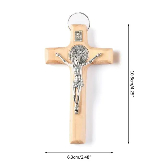 Croix en bois faite à la main jésus Crucifix décoration murale bijoux colliers religieux pendentif faisant la prière