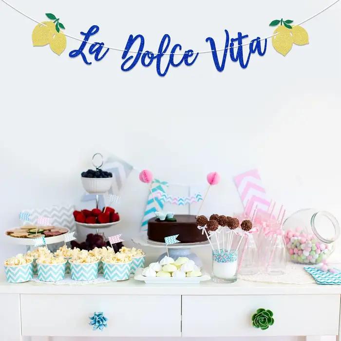 Bannière de mariage et de fête prénuptiale La Dolce Vita