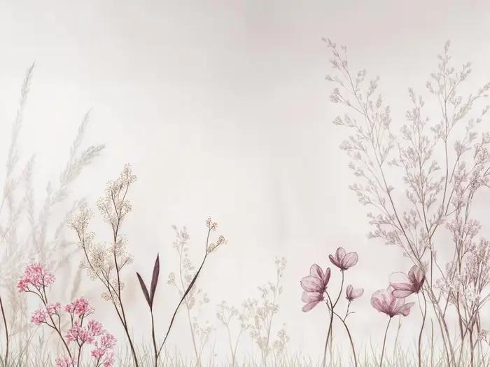Papier peint rétro français à motifs de fleurs