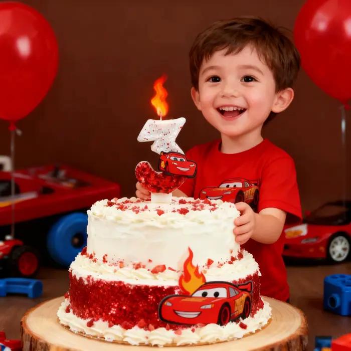 Bougie numérique 0-9 Racing Story, bougie d'anniversaire Lightning McQueen, gâteau mignon avec plug-in