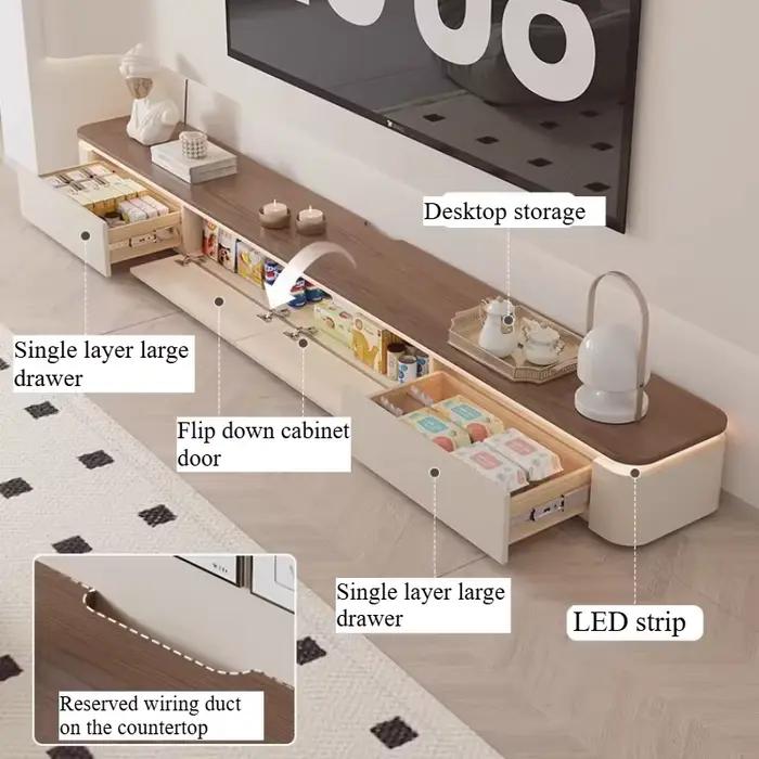 Ensemble meuble TV moderne et table basse blanc pour salon