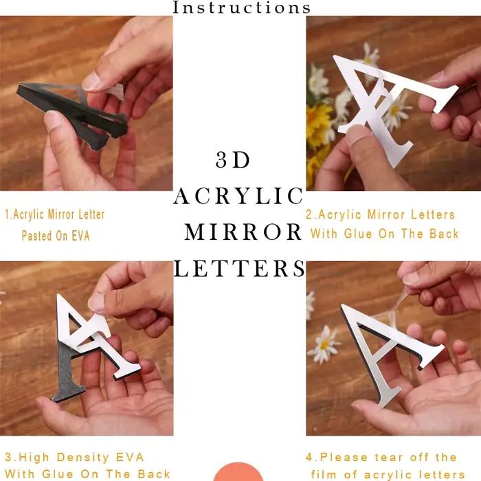 Autocollant mural miroir 3D en acrylique avec lettres argentées