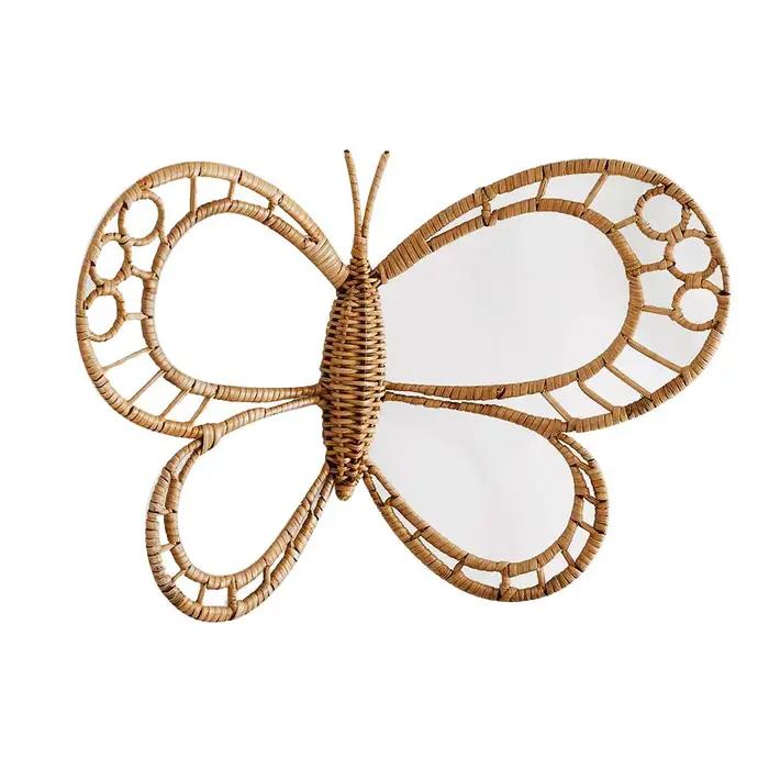 Ornements muraux papillon en rotin naturel nordique