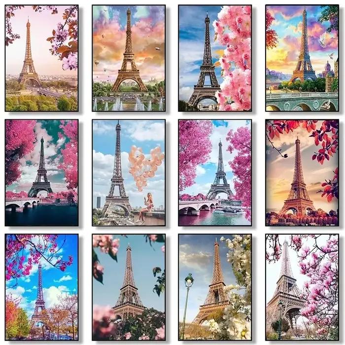 Toile murale avec paysage de la Tour Eiffel et de Paris, affiches françaises imprimées pour décoration de salon, superbes images murales