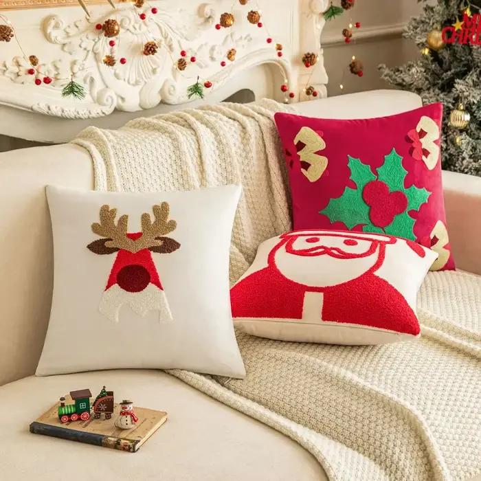 Juste de coussin brodée d'arbre de Noël pour les festivals