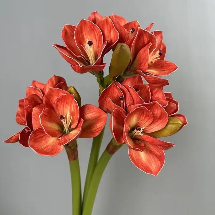 Table à manger fleurs artificielles décoratives Orange Clivias fausse fleur décoration d'hôtel vraie touche Simulation branche de Clivia