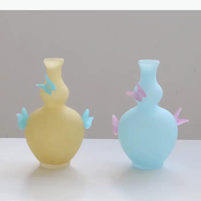 Vase en verre forme calebasse papillons relief vase table fleurs terrarium décor maison cadeau occasions spéciales