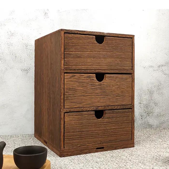 MELWooden-Petite boîte de rangement décorative, idéale pour le bureau