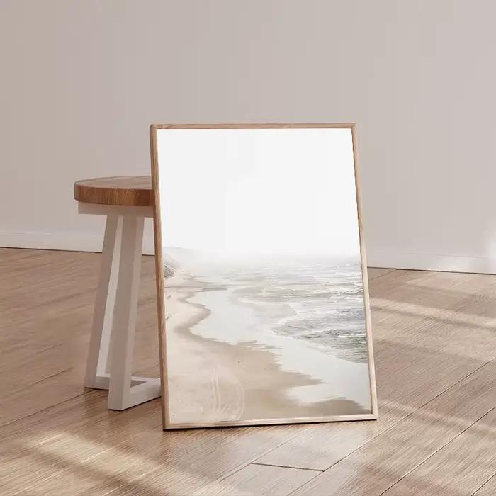 Boho neutre plage côtière Pampas herbe océan paysage minimaliste mur Art affiche impression toile peinture mur photo décor à la maison