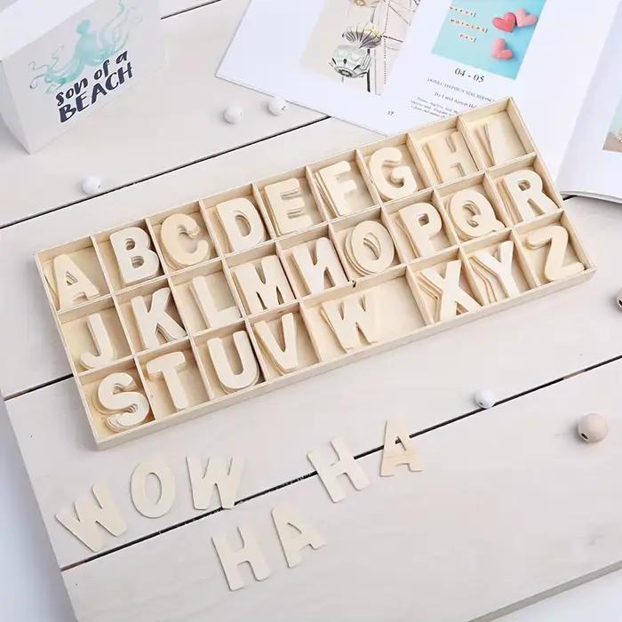 130 lettres artisanales en bois saines non peintes
