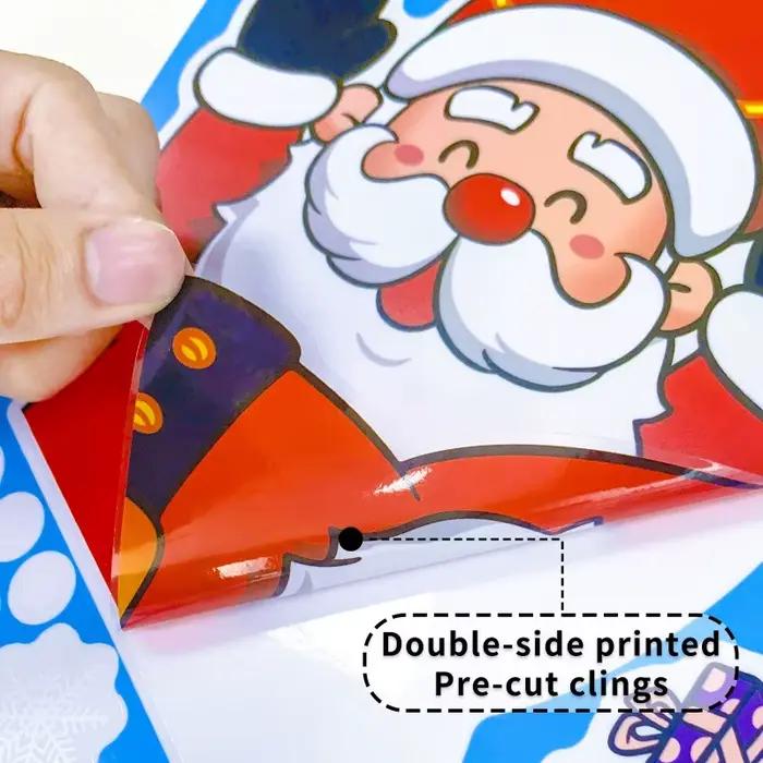 Autocollants de fenêtre en verre décoratifs de noël, bonhomme de neige, flocon de neige, autocollant mural électrostatique, autocollants de décoration de bonne année, 2025