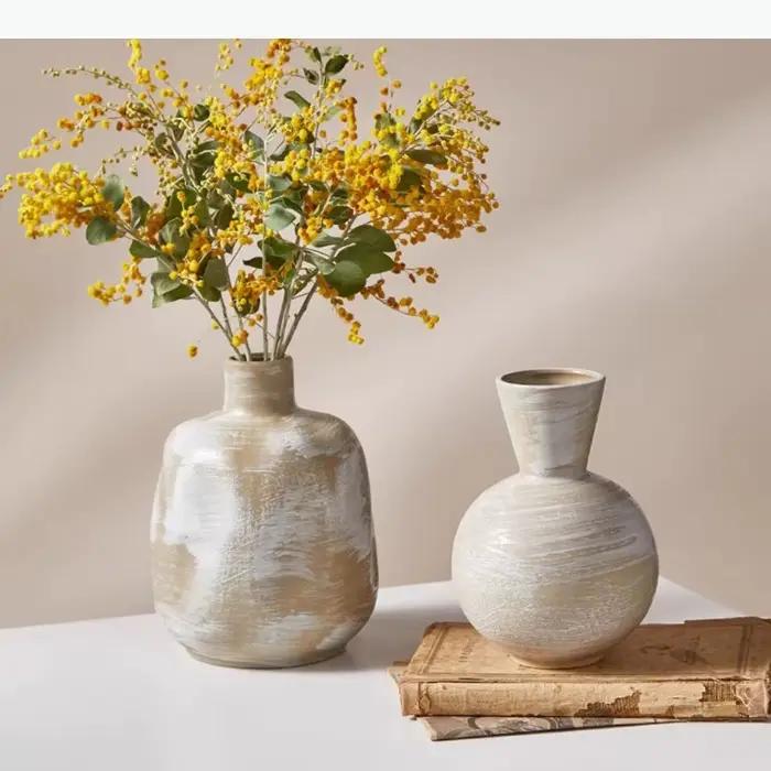 Vase en céramique irrégulier peint à la main de style vintage, récipient créatif pour arrangement floral, vase hydroponique, décoration de salon, ornement