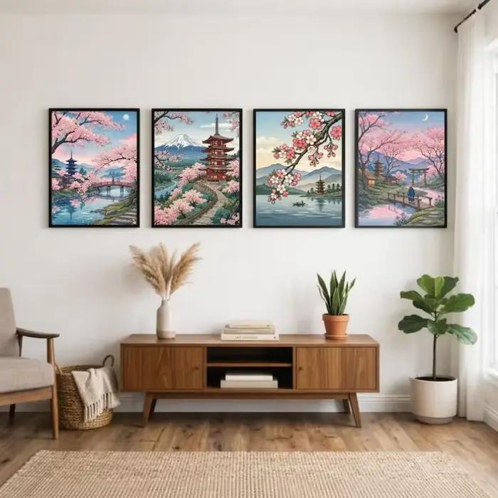 Affiche de paysage japonais Japandi
