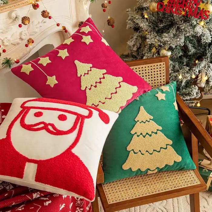 Juste de coussin brodée d'arbre de Noël pour les festivals